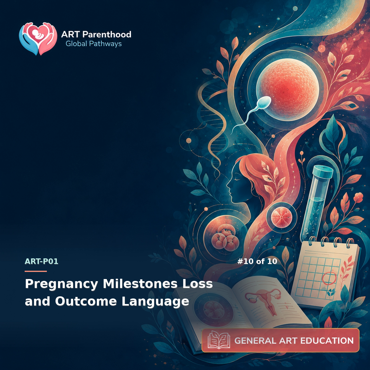 General ART Education education card for ART-LP01-10: Pregnancy Milestones Loss and Outcome Language.