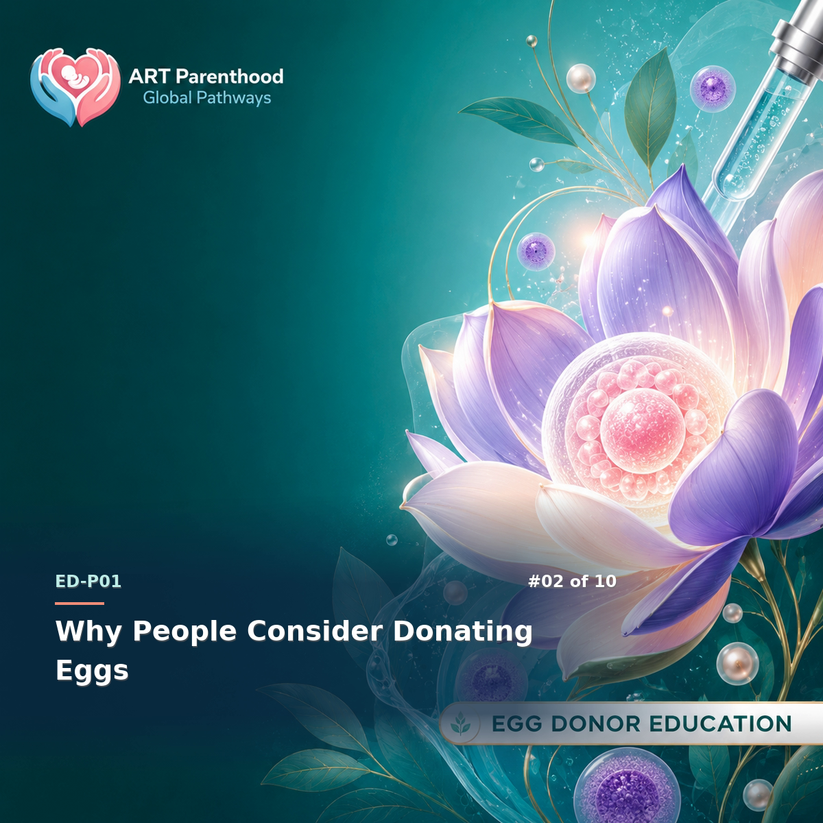 Egg Donors education card for ED-LP01-02: Why People Consider Donating Eggs.