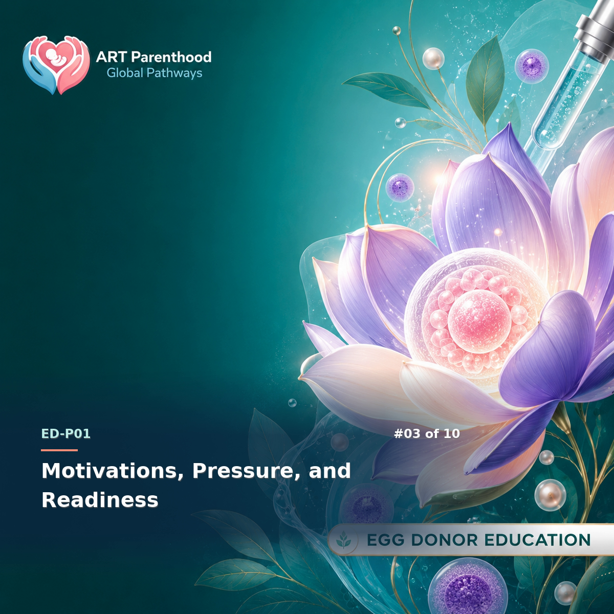 Egg Donors education card for ED-LP01-03: Motivations, Pressure, and Readiness.