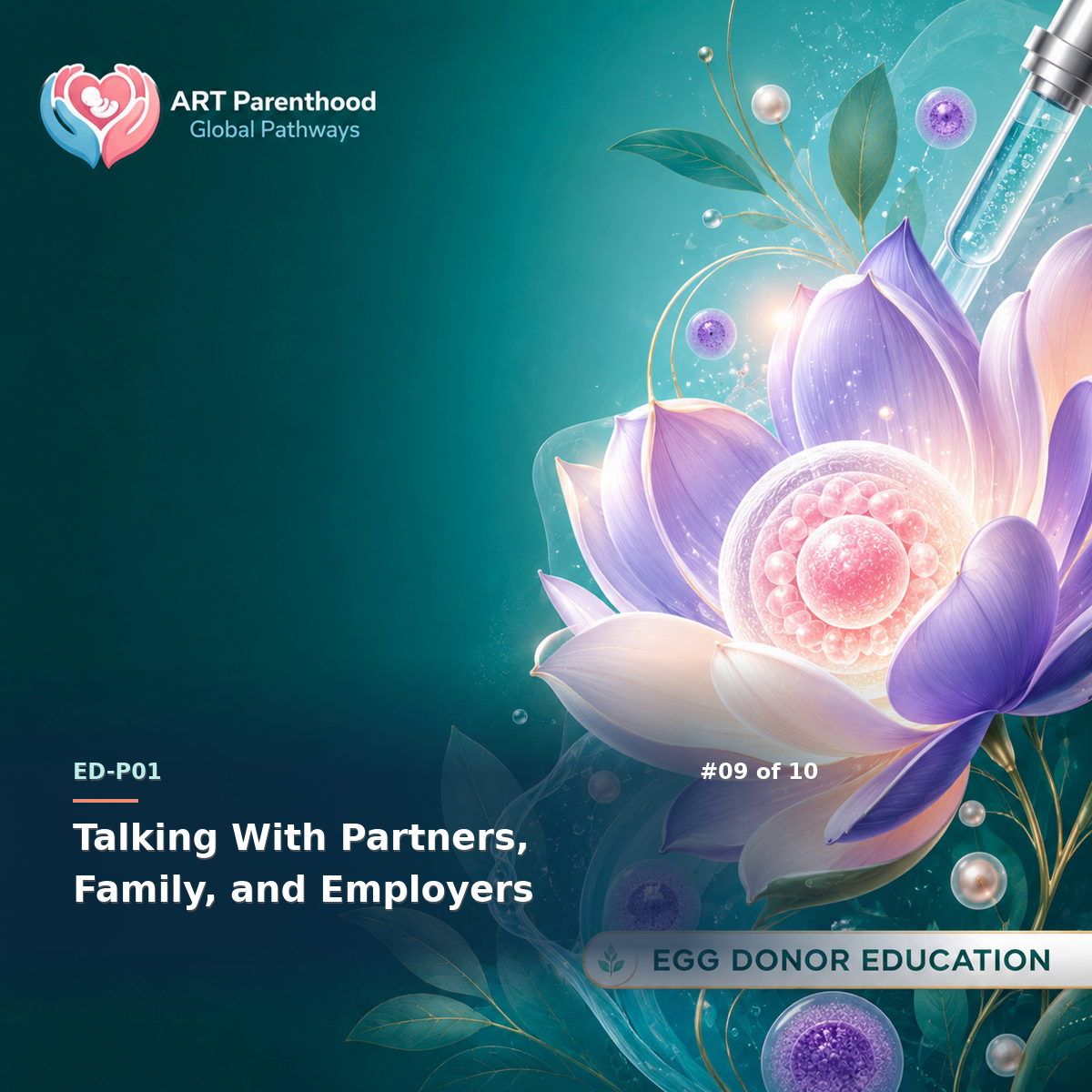 Egg Donors education card for ED-LP01-09: Talking With Partners, Family, and Employers.