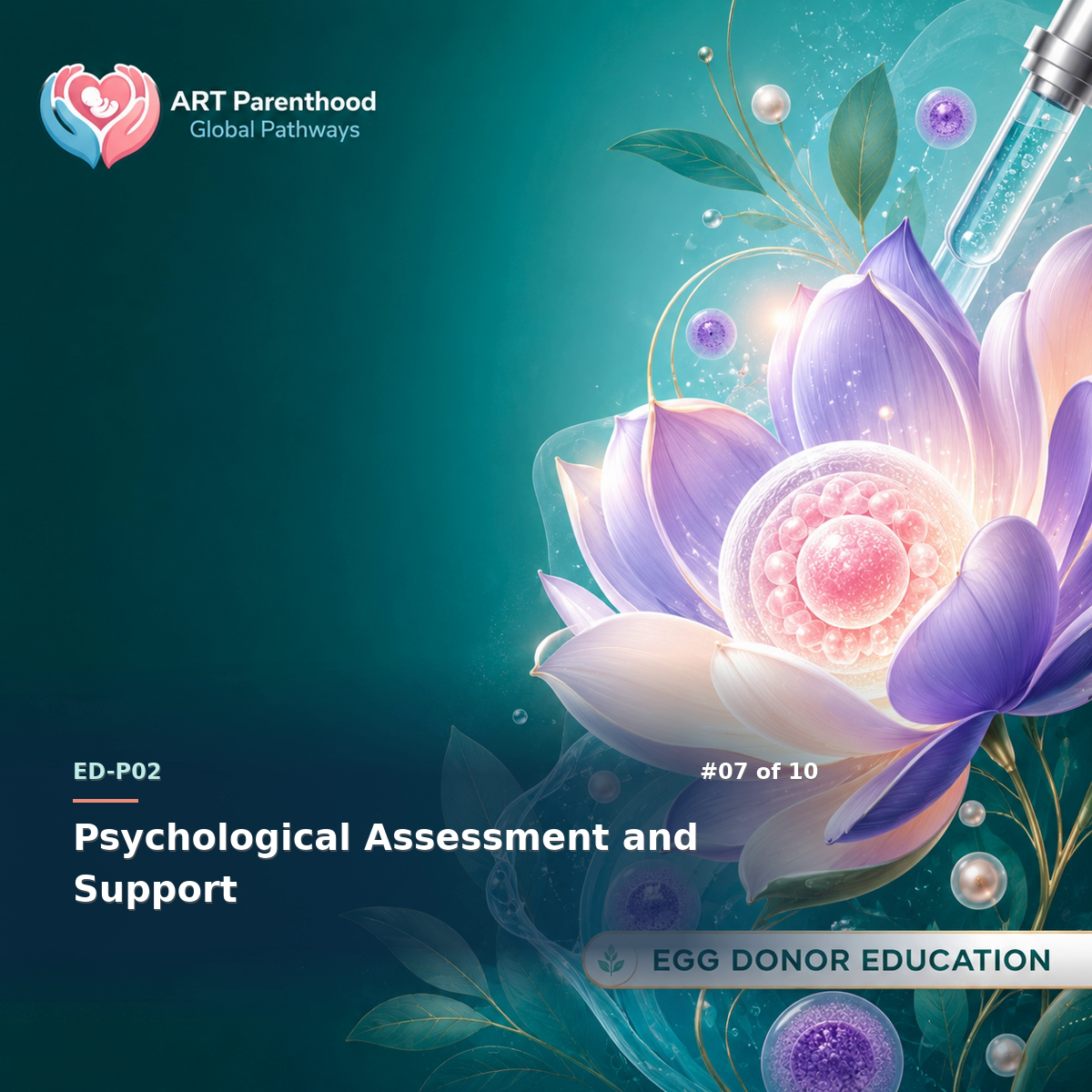 Egg Donors education card for ED-LP02-07: Psychological Assessment and Support.