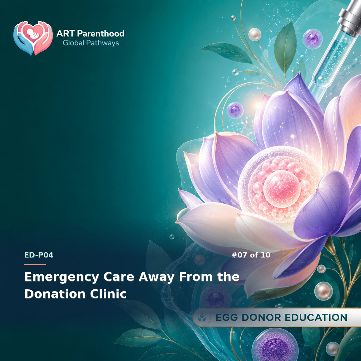 Egg Donors education card for ED-LP04-07: Emergency Care Away From the Donation Clinic.