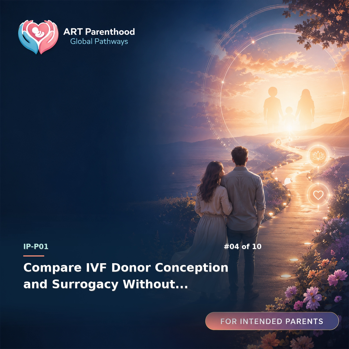 Intended Parents education card for IP-LP01-04: Compare IVF Donor Conception and Surrogacy Without Ranking Them.