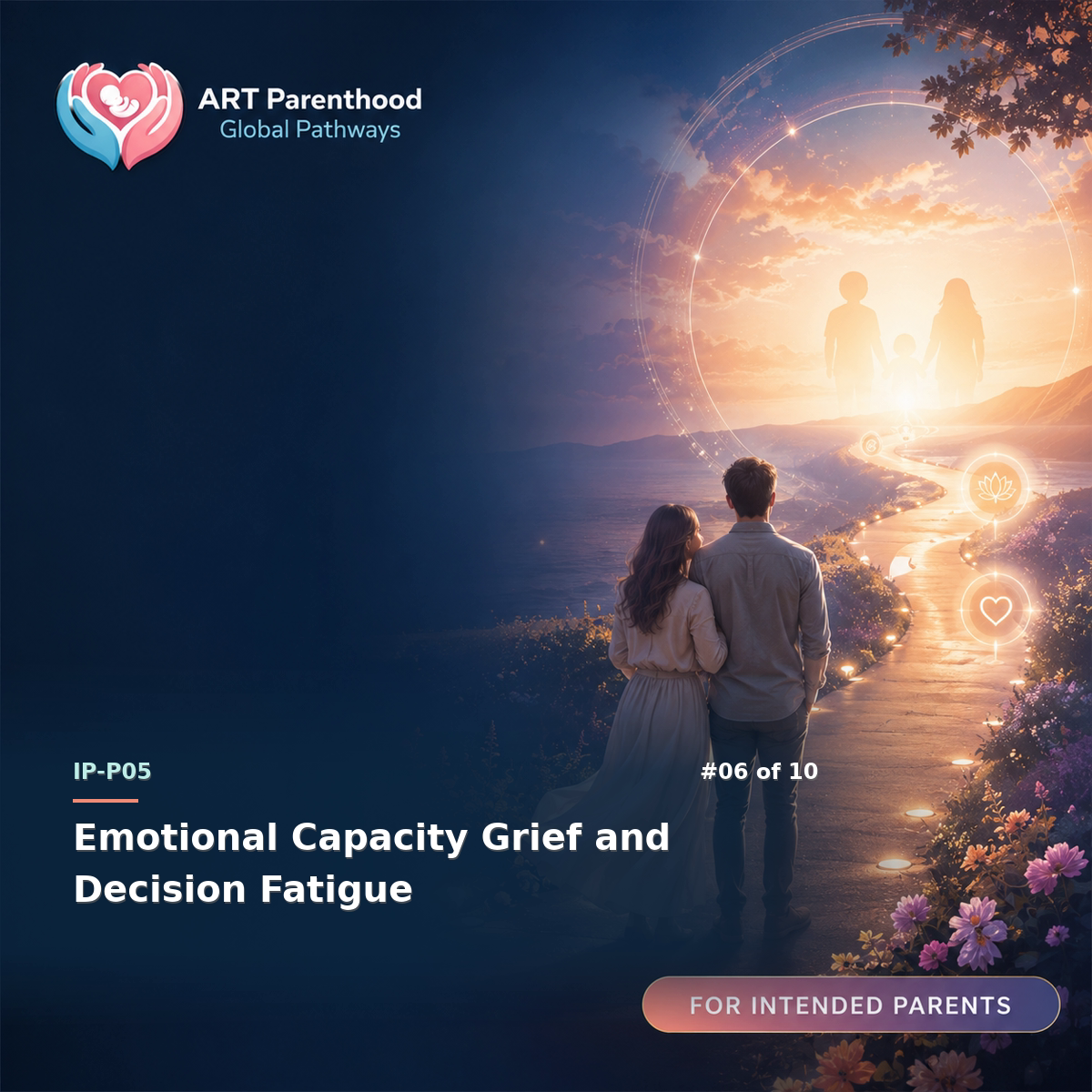 Intended Parents education card for IP-LP05-06: Emotional Capacity Grief and Decision Fatigue.
